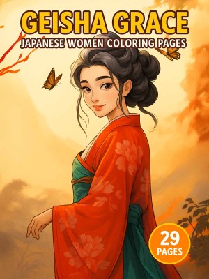 Geisha Grace - Japanese Women Coloring Pages